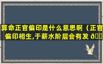 算命正官偏印是什么意思啊（正官偏印相生,于薪水阶层会有发 🌷 展是什么意思）